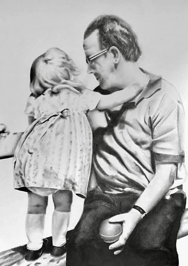 Commissioned graphite family portrait of an adult and child